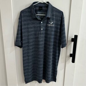 Dunning Golf Men's XL Performance Polo Carnegie Club Skibo Castle Blue Stripe